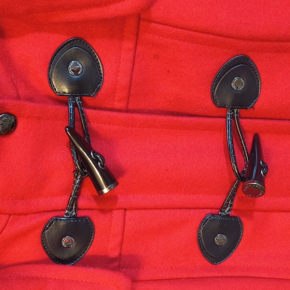 Women's Calvin Klein size 4 red toggle zip wool removable hood Winter coat S - Picture 4 of 17